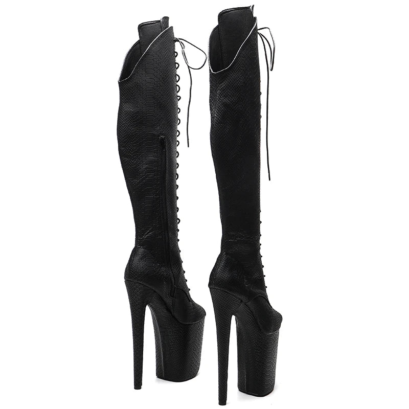23CM/9inches Snake upper y boots Fashion trend Small open toe High Heels Platform Pole Dance shoes