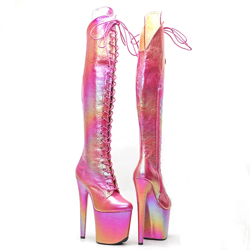 20CM/8inches Pole dancing shoes High Heel platform Boots closed toe Pole Dance boots knee high boots 5B
