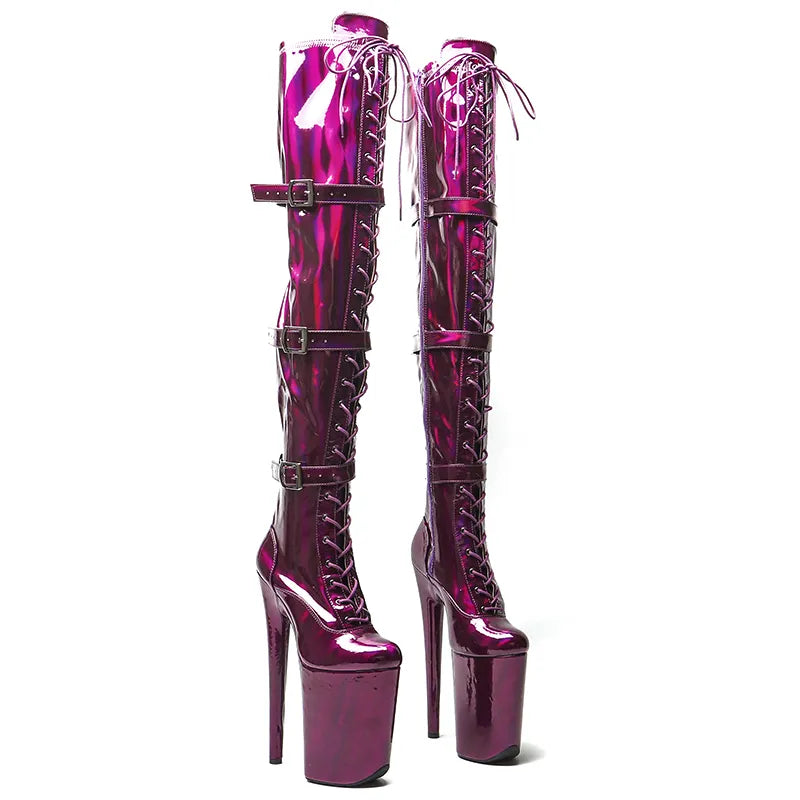 23CM/9inches Shiny material PU fashion lady High Heel platform Pole Dance boots