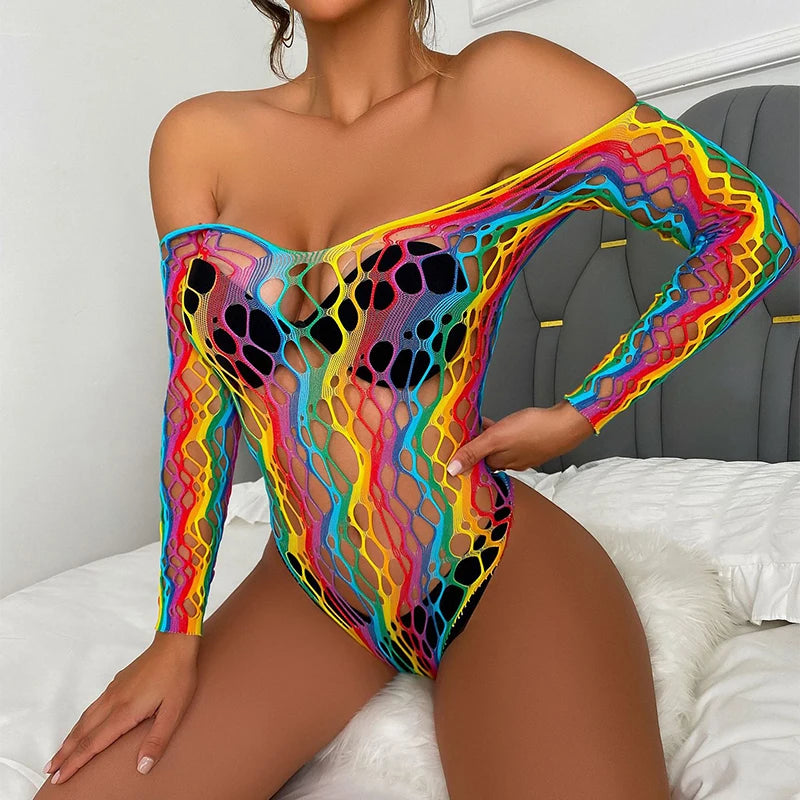Body Transparent Sexy pour femmes, Lingerie transparente, collant en maille élastique, haut à manches longues, Streetwear, 2022