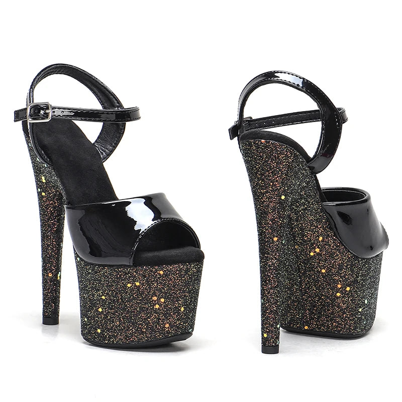 17cm/7inches Patent PU upper glitter platform style high heel sandals y model shoes pole dance shoes