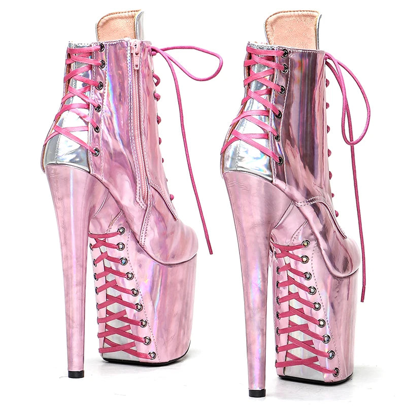 20CM/8inches color matching Fashion Club Stage Performance High Heel Ankle Boots Women Models Catwalk Show 2B