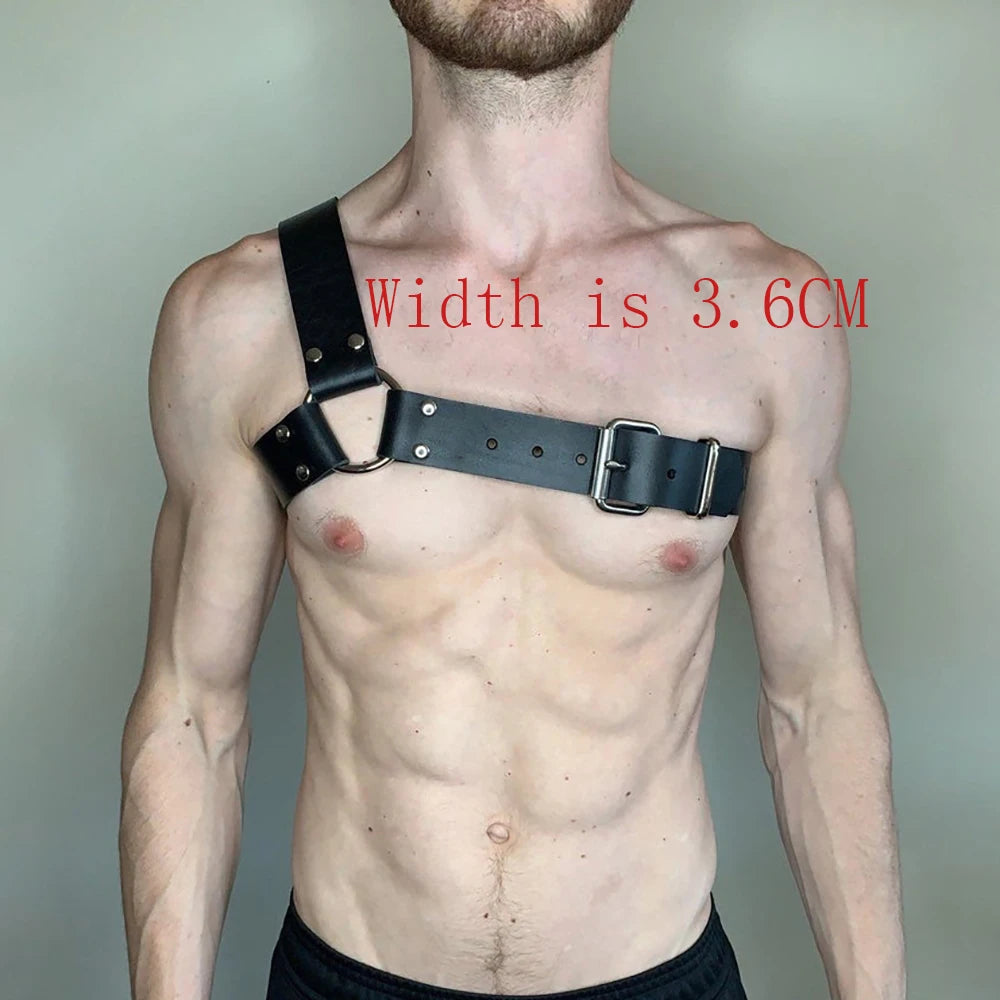 Handmade PU Leather Harness Men Gay Underwear Gothic Harajuku Punk Style Adjustable Body Chest Harness Belt