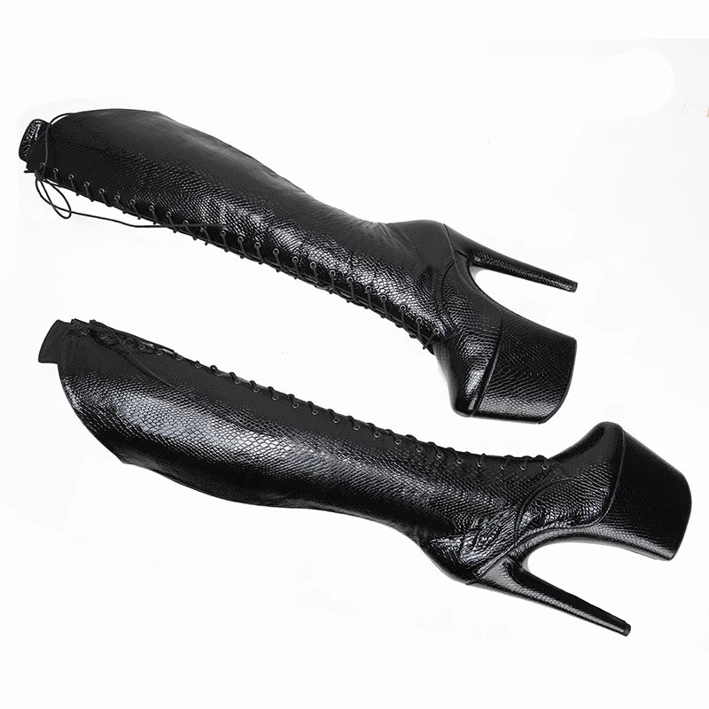 20CM/8inches Pole dancing shoes High Heel platform Boots closed toe Pole Dance boots