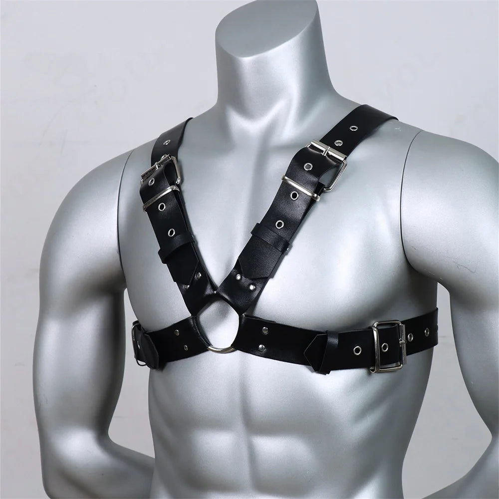 Men Harness Belts Gay Clothing for Rave ual PULeather Chest Adjustable Gay Body Cage Harness Lingerie