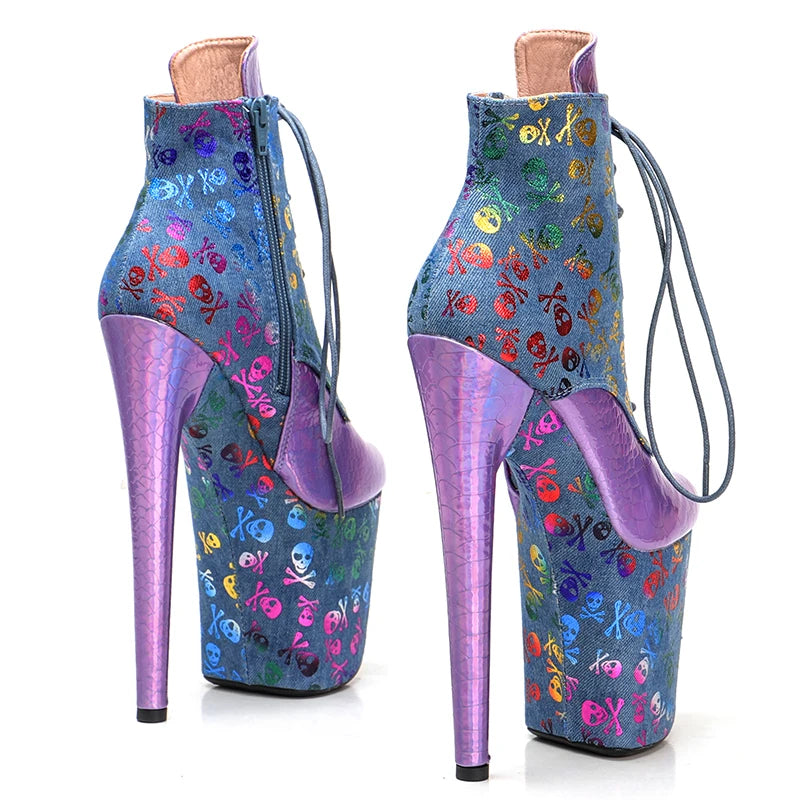 20CM/8inches PU upper Two color mix Pole dancing shoes High Heel Pole Dance boots