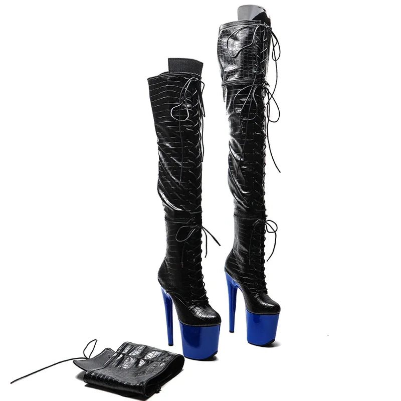 20CM/8Inch PU Upper Zipper split boots Women New Design Three ways wear boots Extreme High Heel Detachable boots