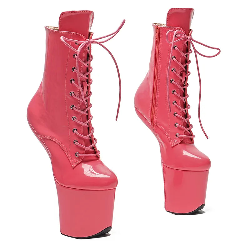 patent Upper Platform Ankle Boots y Exotic heelless pole dance shoes