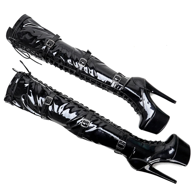 17CM/7inches glitter PU Pole dancing shoes High Heel platform Pole Dance boot