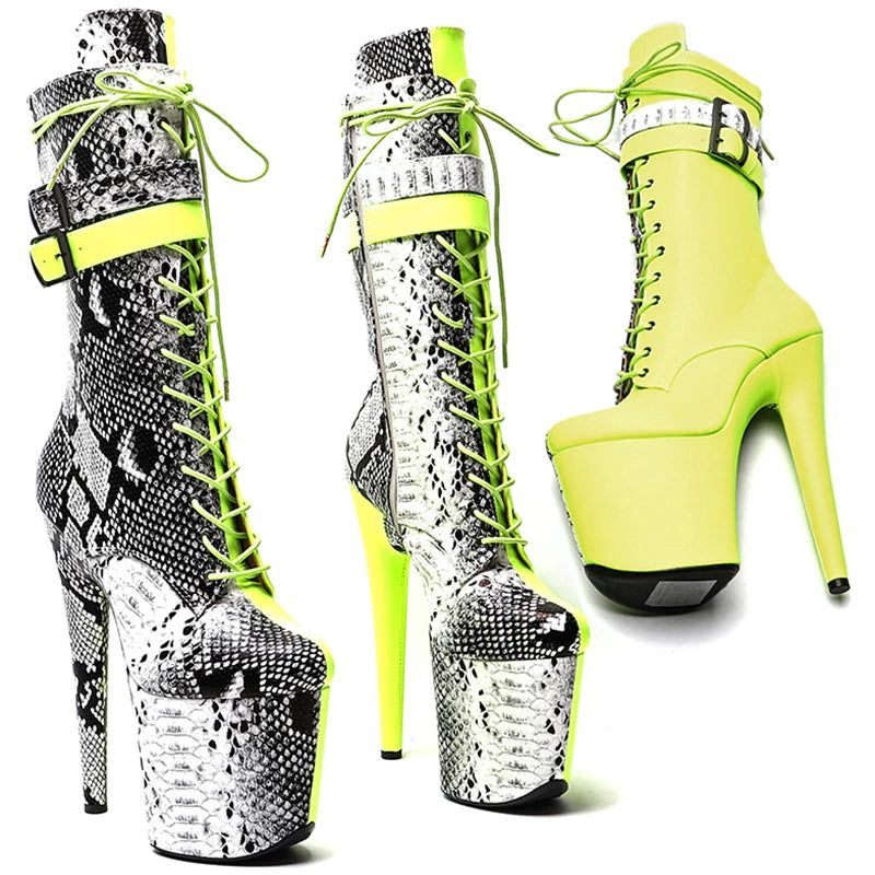 20CM/8Inch color matching boots heel platform ankle y boots model nightclub super high heel 4BY