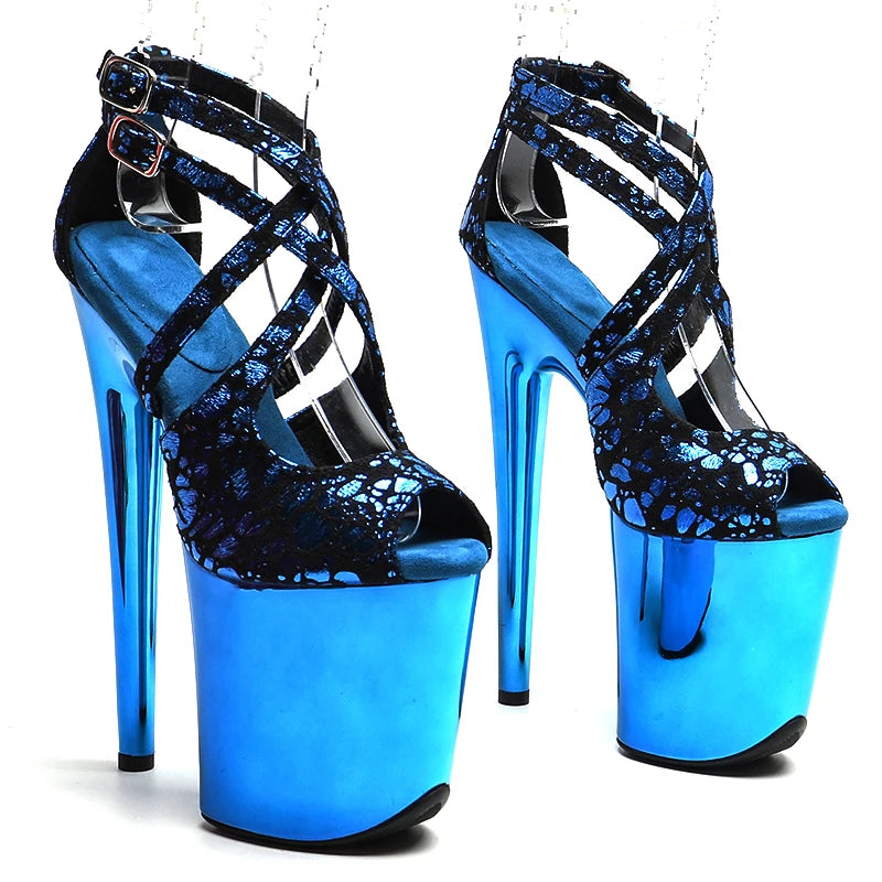 20cm/8inches Suede upper electroplate Platform high heel sandals y model shoes pole dance shoes