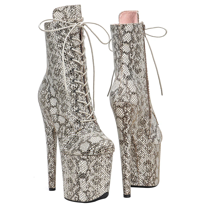 20CM/8Inch Genuine Leather Women's Platform disco party High Heels Pole Dance boot