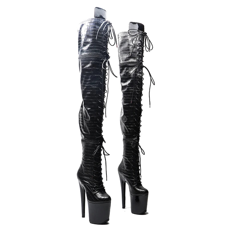20CM/8Inch Patent Upper Zipper split boots Women New Design Three ways wear boots Extreme High Heel Detachable boots 5B