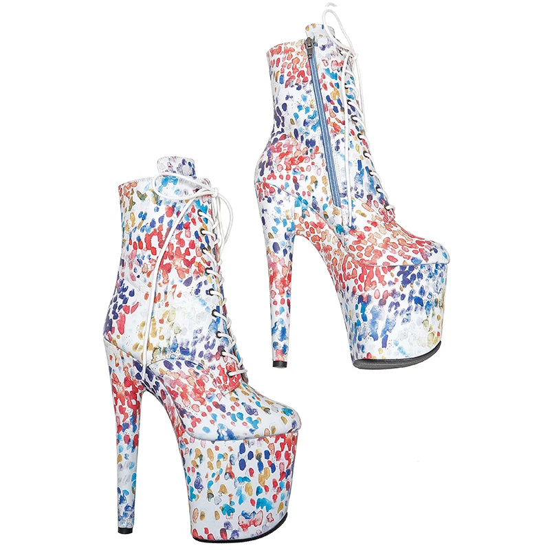 20CM/8Inch Genuine Leather Women disco party Pole Dance boot model nightclub super high heel Stripper Platform boots 3B