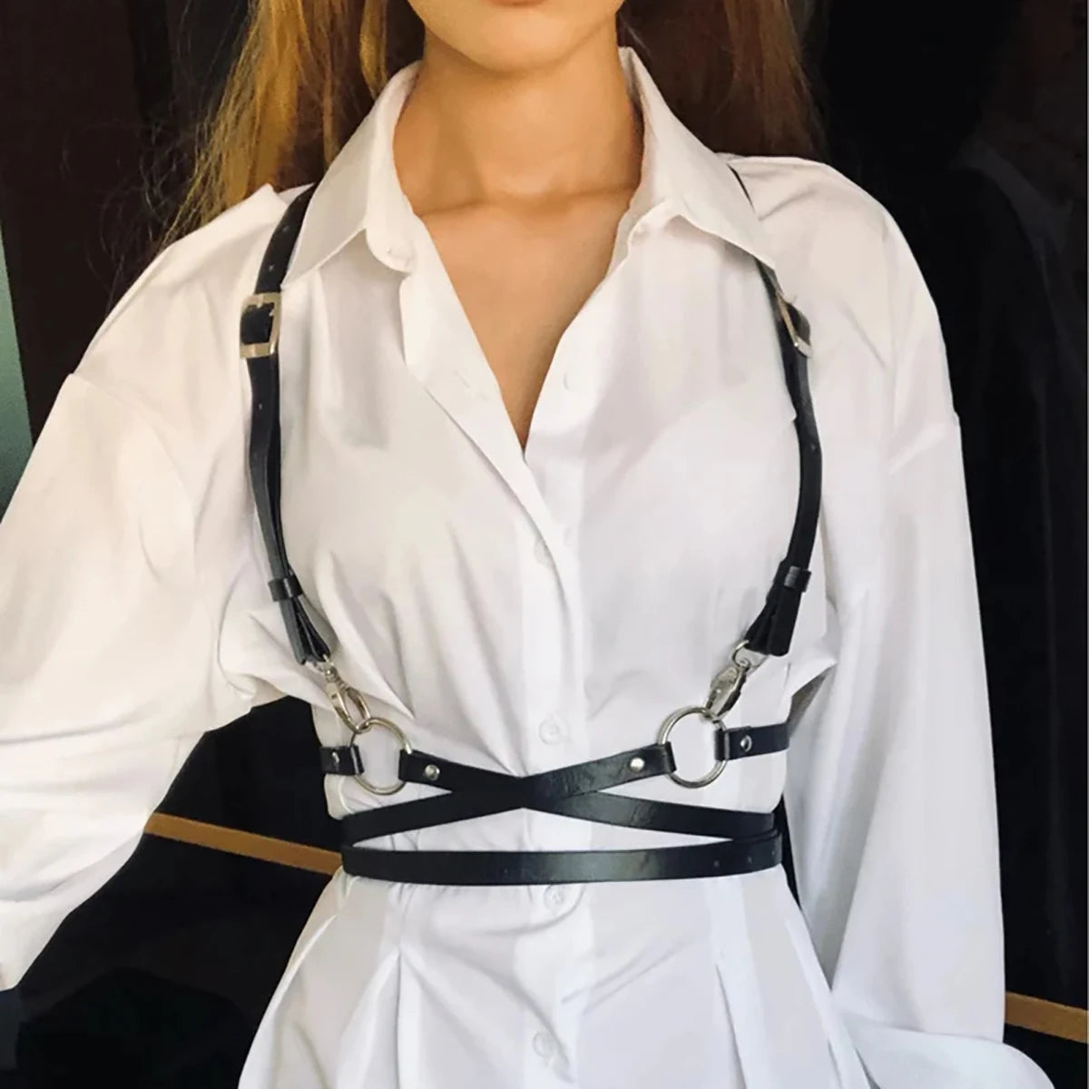 Women Garters faux Leather Women Body Cage Sculpting Harness Waist Belt Straps Suspenders Goth Harajuku Belt