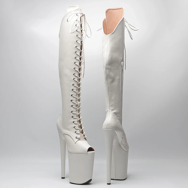 23CM/9inches Matte PU Upper Small Open Toe fashion lady High Heel platform Pole Dance boots