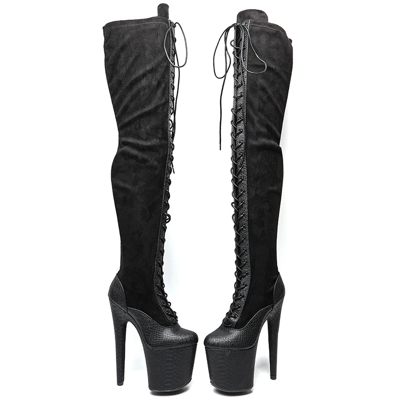 20CM/8inches Women New Design y Extreme High Heel Lap Dancing Stripper Shoes Platform Lace-up 5B