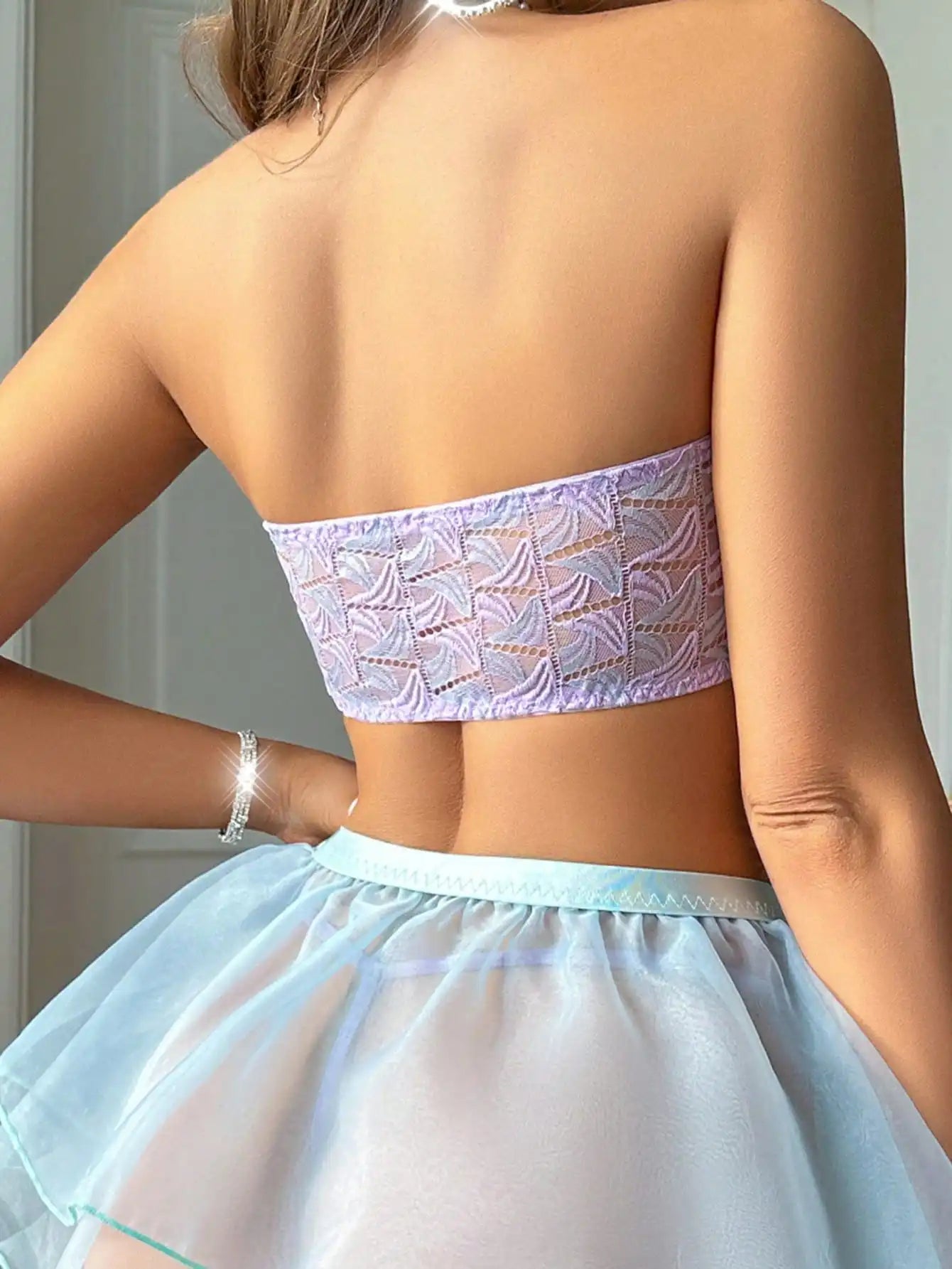 Ellolace Colours Beautiful Lingerie Olivet Underwear Tulle Garter Underwear Lace Tube Top Beading Seductive Outfits Stocking