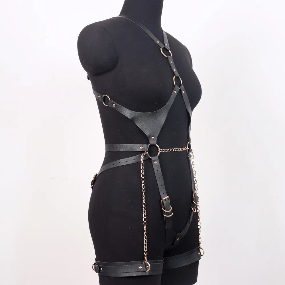 Harness Handmade Chains Pu Leather Garter Woman Fashion Belts Goth Punk Body Festival Rave Clothing Accessories