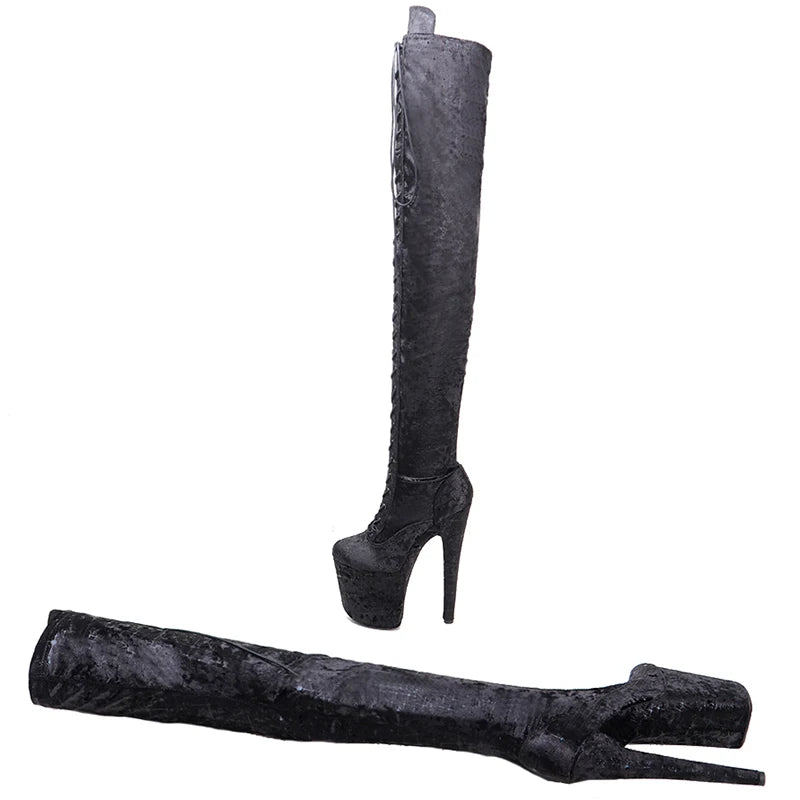 20CM/8inches suede upper fashion lady High Heel platform Pole Dance boots