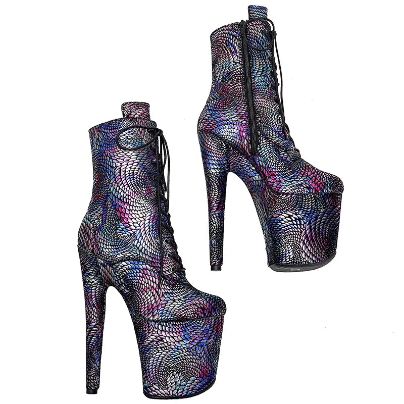 20CM/8Inch Genuine Leather Women's Platform disco party High Heels Pole Dance boot