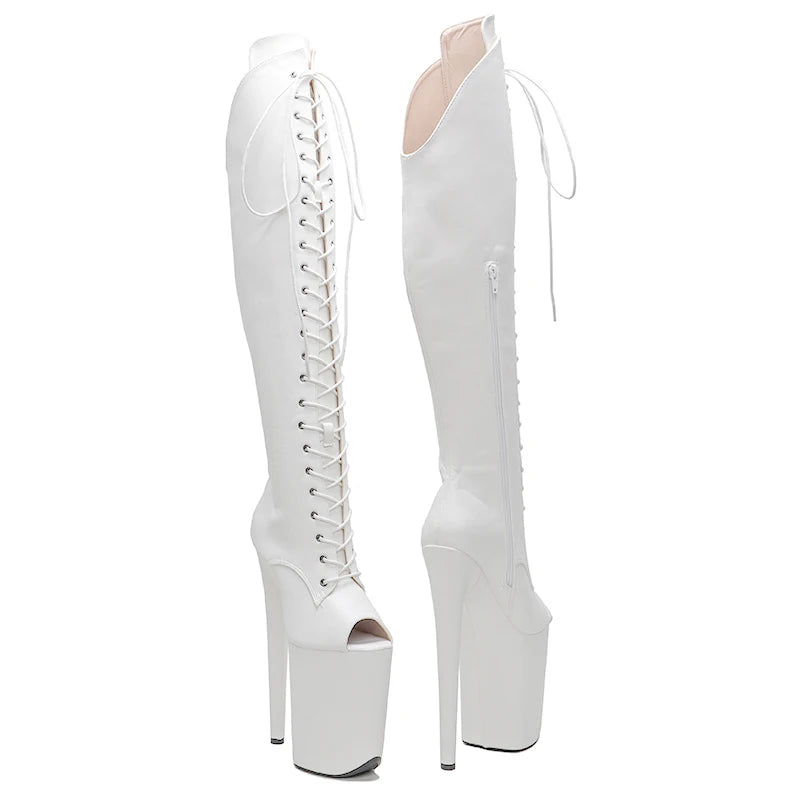 23CM/9inches matte PU upper y boots Open Toe High Heels Platform Pole Dance shoes
