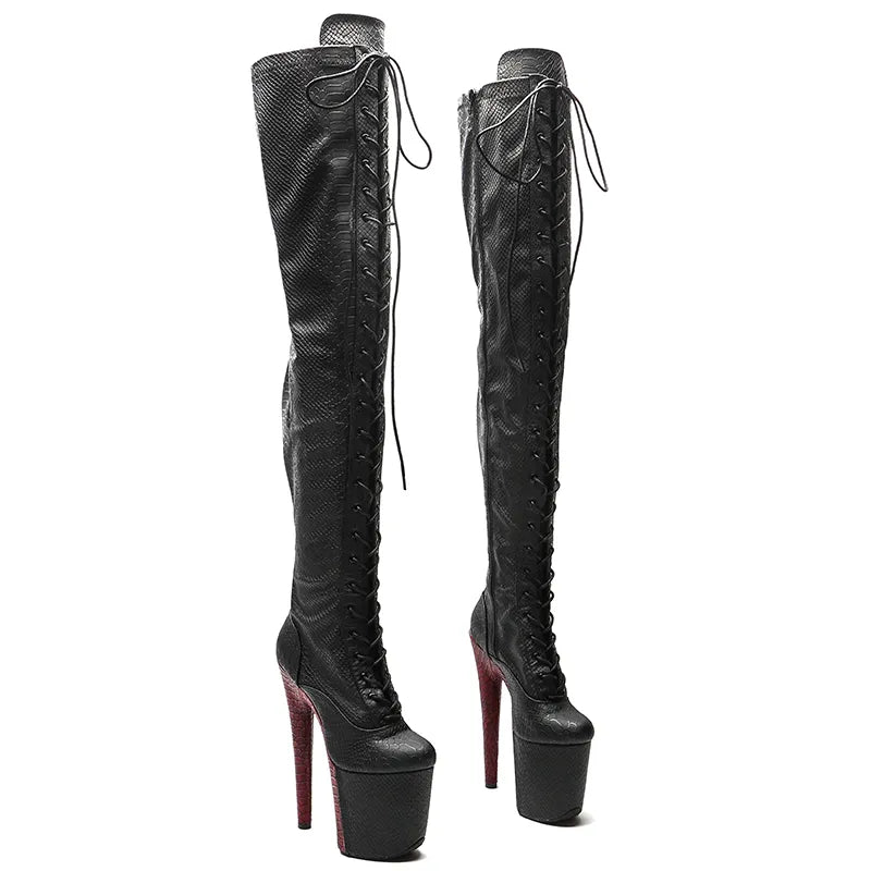 20CM/8inches Women New Design Extreme High Heel Lap Dancing Stripper Shoes Platform Lace-up 5B