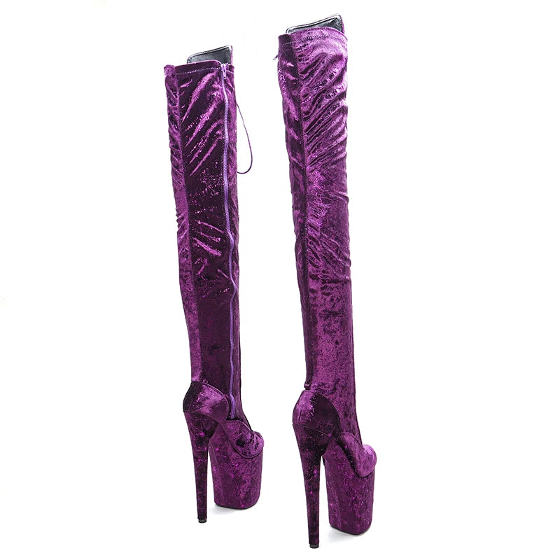 20CM/8inches Pole dancing shoes High Heel over knee closed toe Pole Dance boots