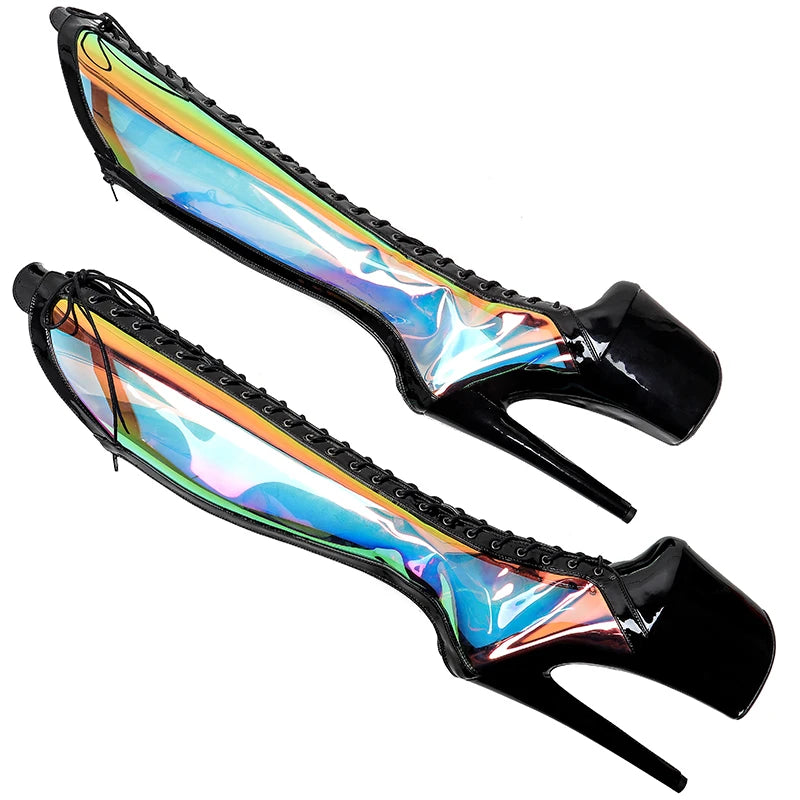 20CM/8inches TPU with patent Pole dancing shoes High Heel platform Pole Dance boot