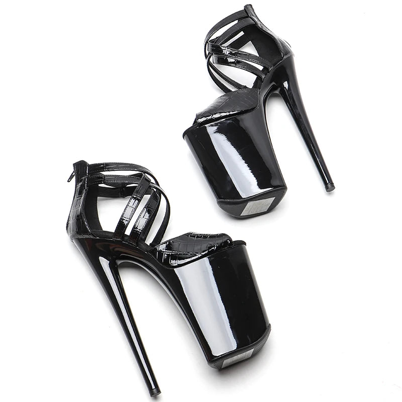 23CM/9inches Patent PU open toe Platform y High Heels Sandals Pole Dance shoes