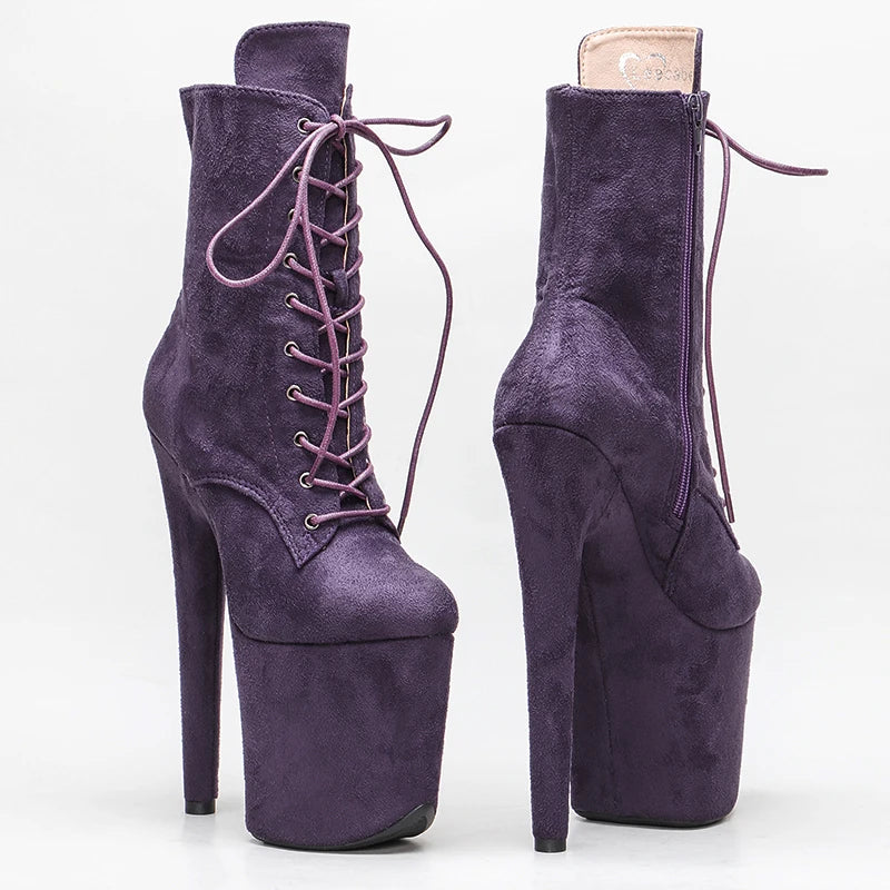 Purple Suede 20CM/8Inch Women's Platform disco party High Heels Shoes Pole Dance boot