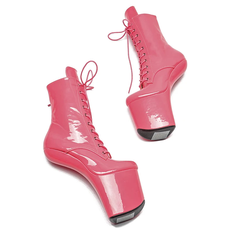 patent Upper Platform Ankle Boots y Exotic heelless pole dance shoes