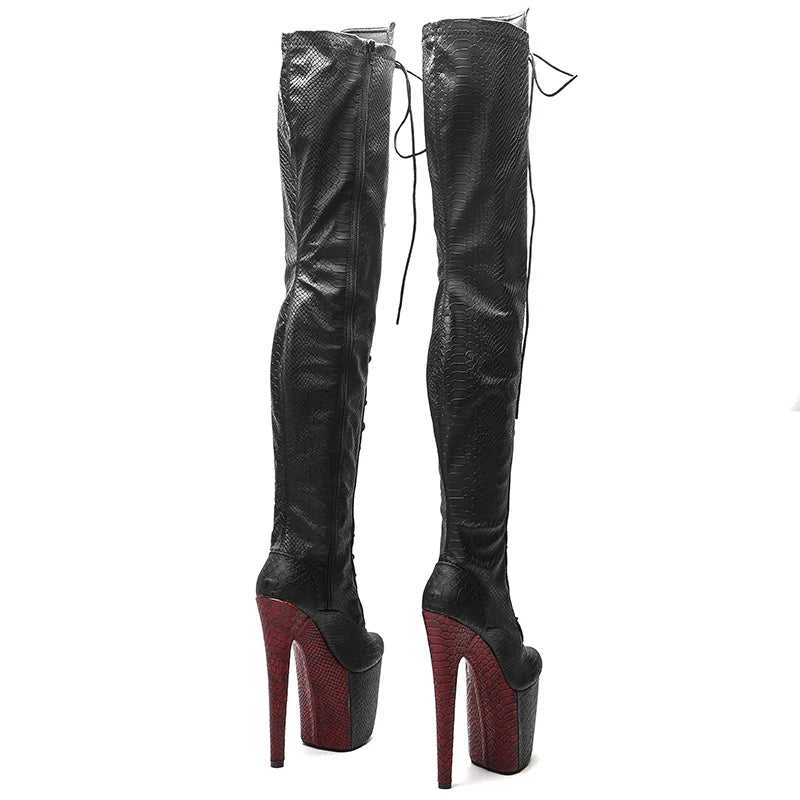 20CM/8inches Women New Design Extreme High Heel Lap Dancing Stripper Shoes Platform Lace-up 5B