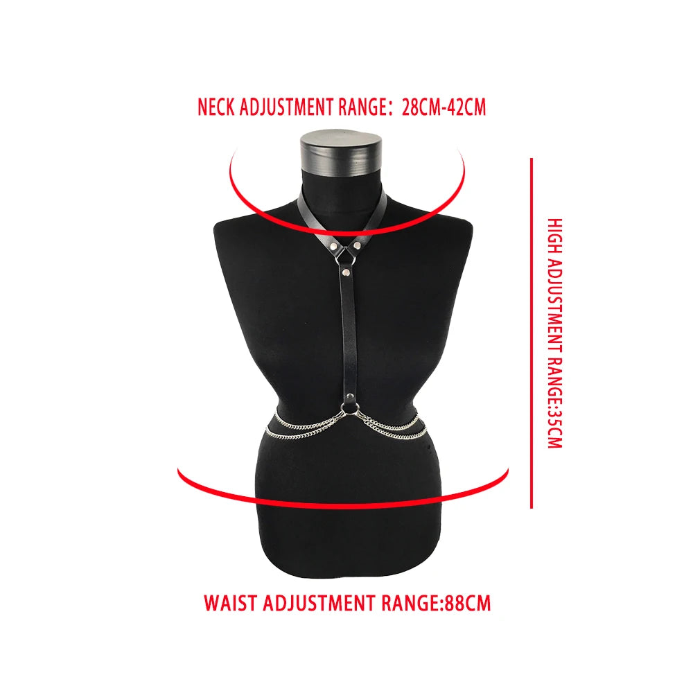 Pu Leather Fashion Chain Harness Belt Chest Harness Corset Lingerie Punk Gothic Lingerie Women Clothing