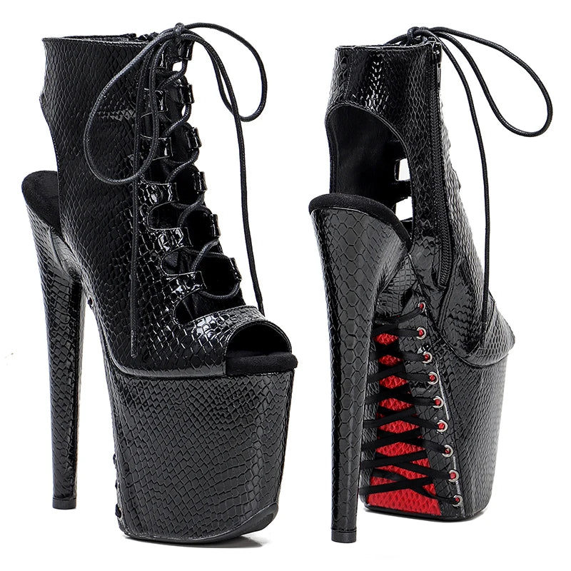 20CM/8inches snake pattern Pole dancing shoes High Heel women boots platform boots 2B