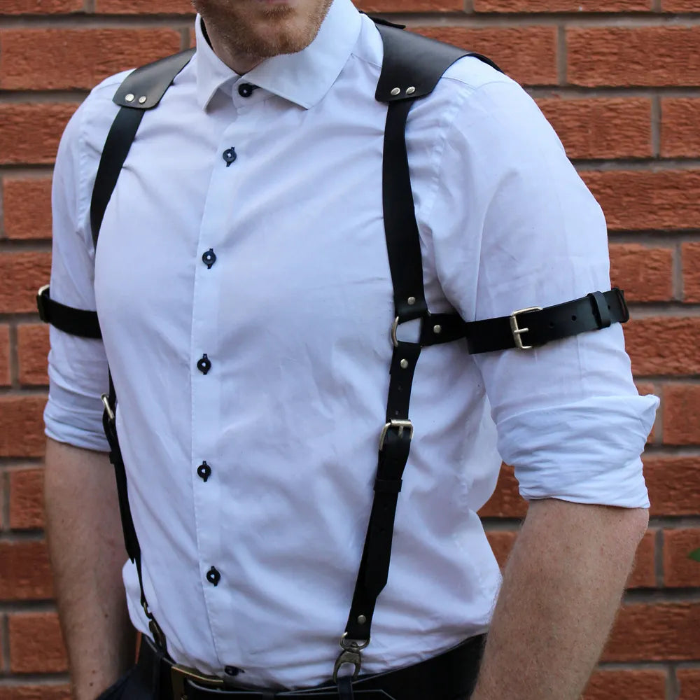 Gay Penis Pouch Leather Harness Men Open Crotch Full Body Clothes y Party Clubwear Chest Harness Belts for Men