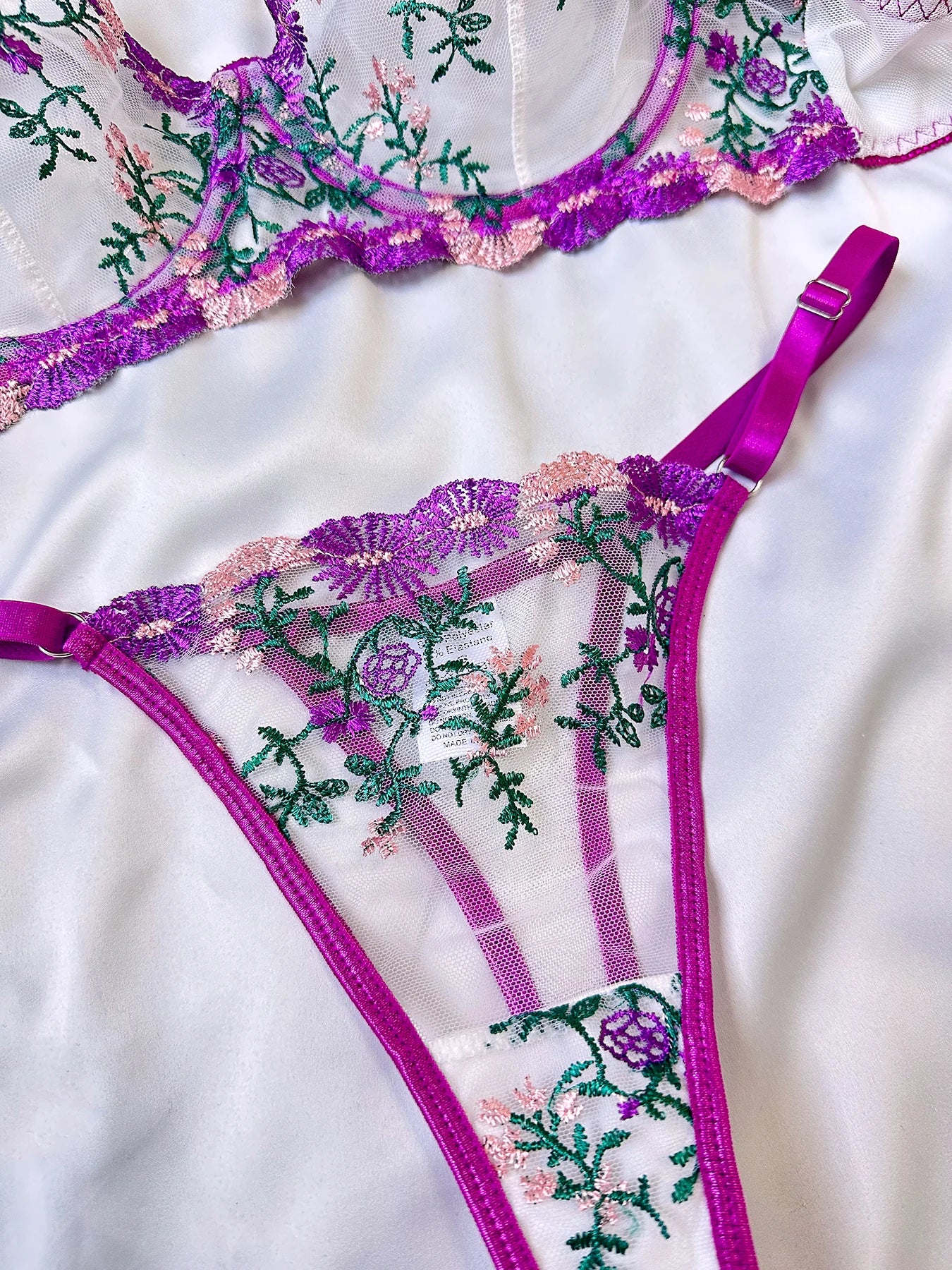 Floral Lingerie Fairy Transparent Lace Bra Set Tulle Underwear Matching Sets See Through Bilizna Set Beautiful Intimate