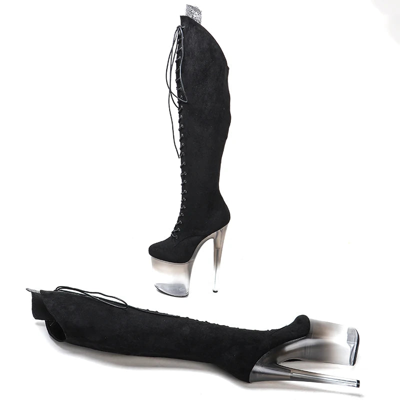 20CM/8inches suede Pole dance shoes High Heel platform Boots closed toe Pole Dance boot