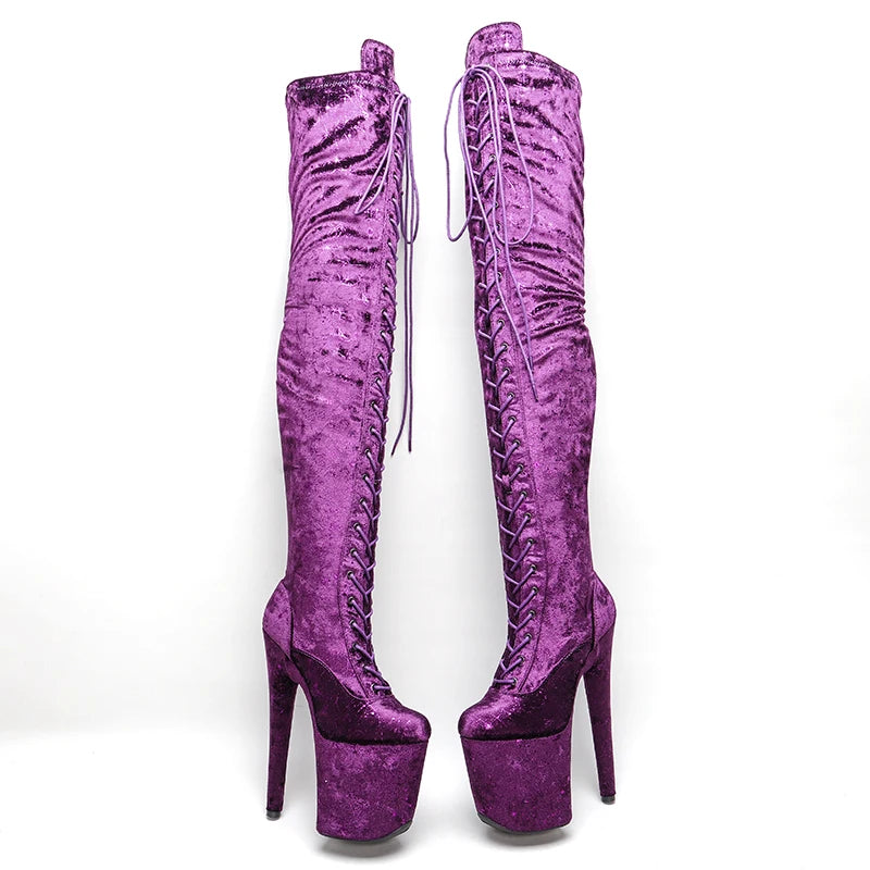 20CM/8inches Pole dancing shoes High Heel over knee closed toe Pole Dance boots
