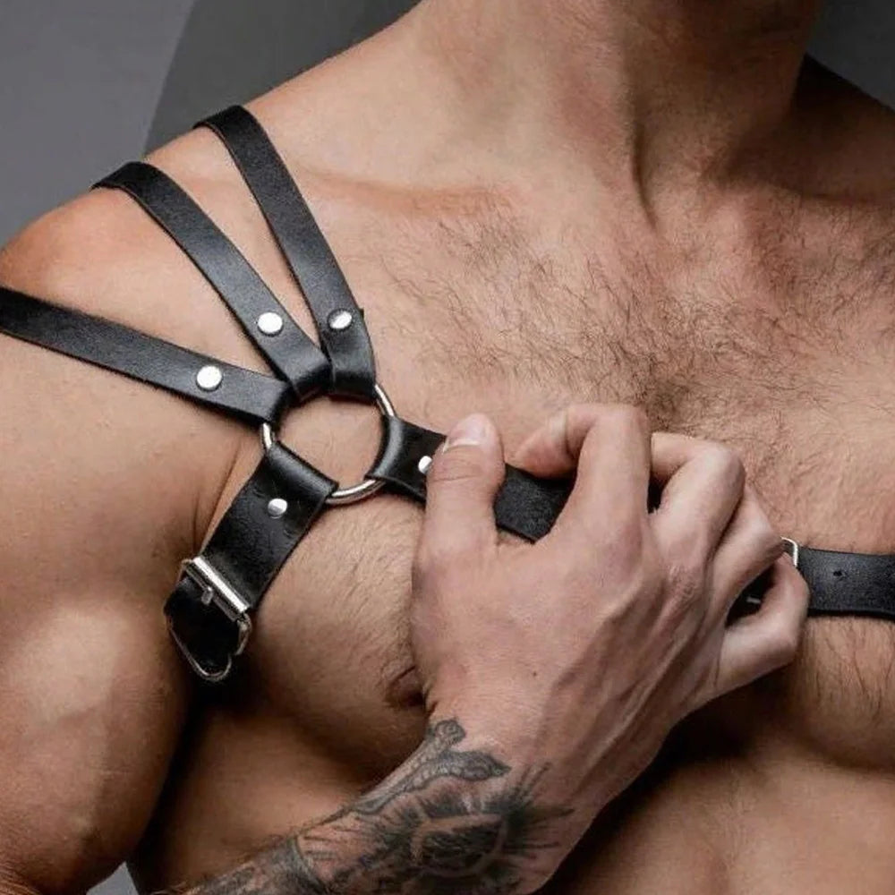 Male Leather Lingerie ual Chest Harness Men Adjustable Rave Gay Clothing Full Body Harness Belt Strap for