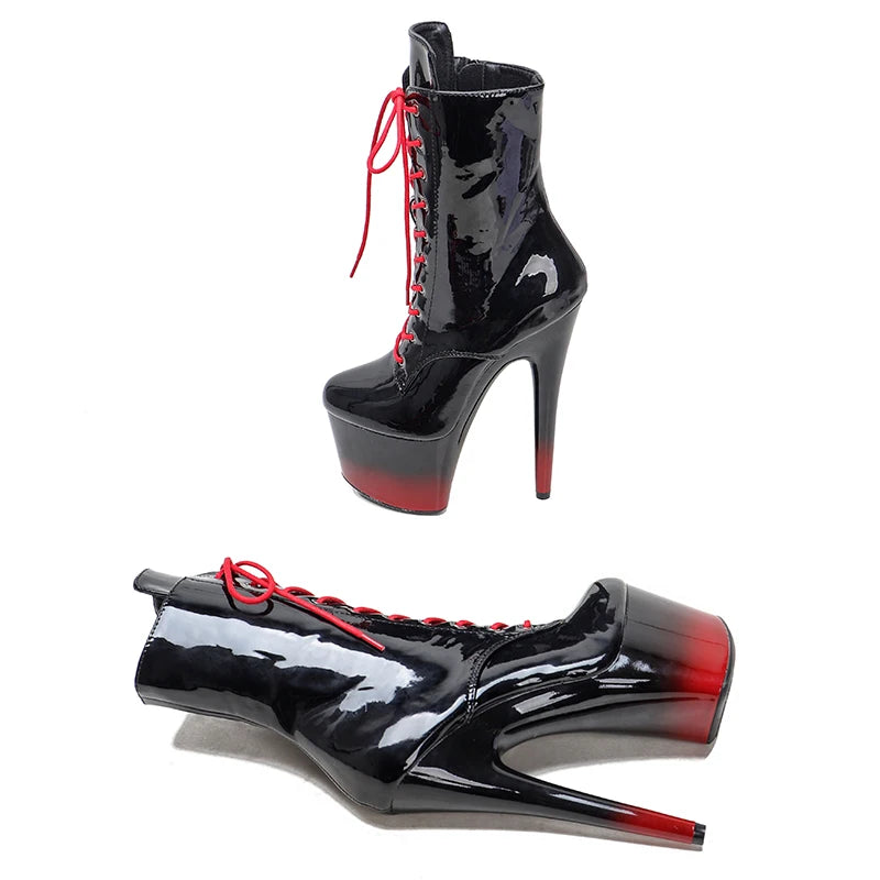 17CM/7inches Patent PU upper Platform Fashion party High Heels Pole Dance boot