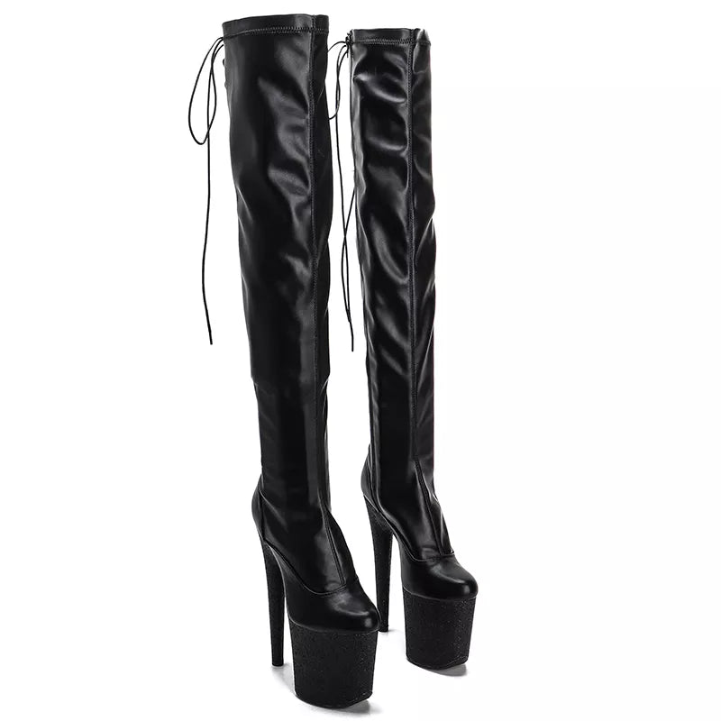 20CM/8inches Matte PU Pole dancing platform Pole Dance boots