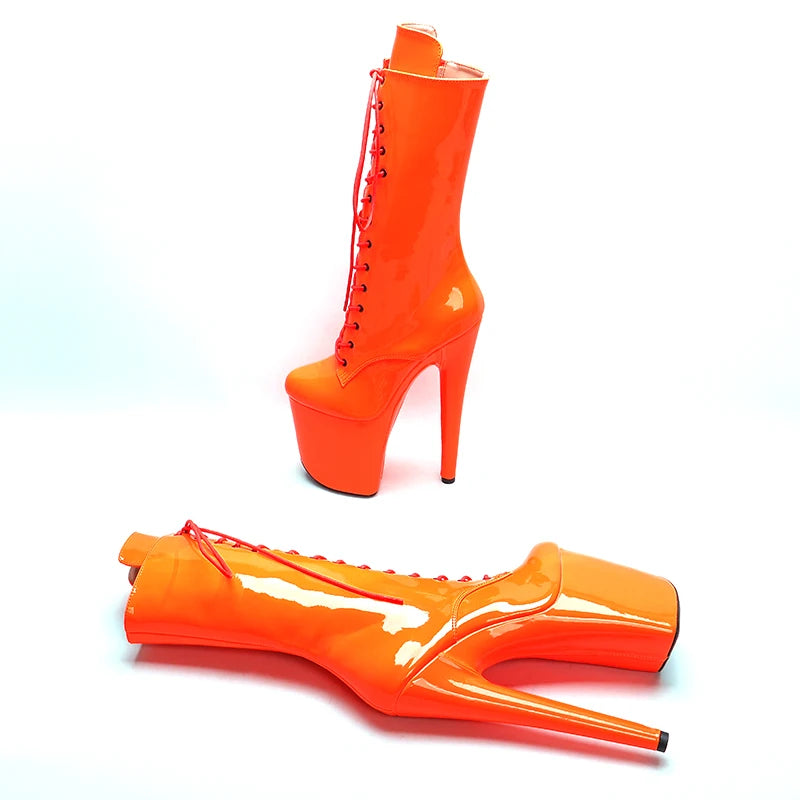 20CM/8Inch Patent Upper Women's Platform Sandals party High Heels Shoes Pole Dance boot