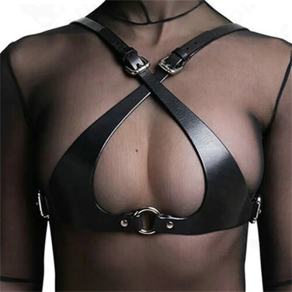 Hot Leather Lingerie for Women Body Harness Garter Belt Sets Stockings Sword Belt Gothic Clothes Suspenders