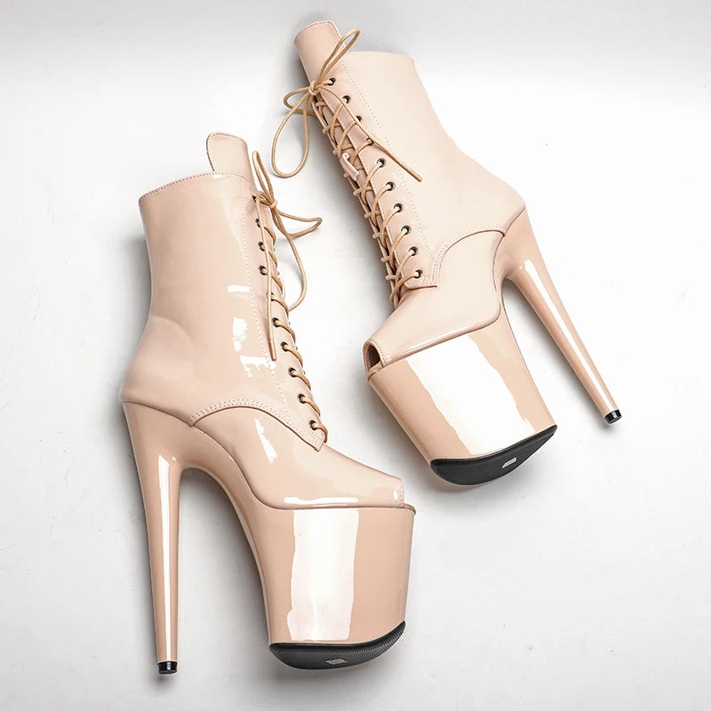 20cm/8inches shininy upper top open High Heel platform Pole Dancing boots