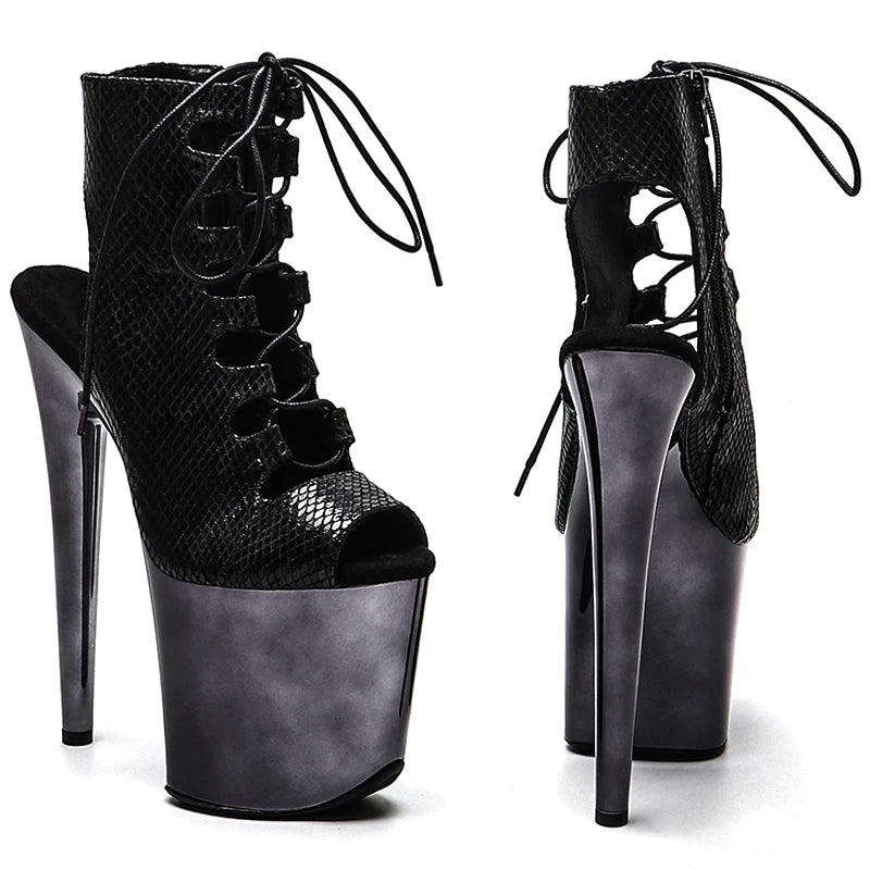 20cm/8inches Snake Upper small open toe Fashion High Heel platform Pole Dancing boot