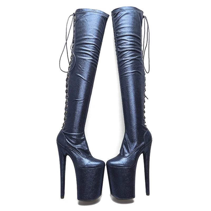 23CM/9inches lace-up fashion lady High Heel platform Pole Dance boots