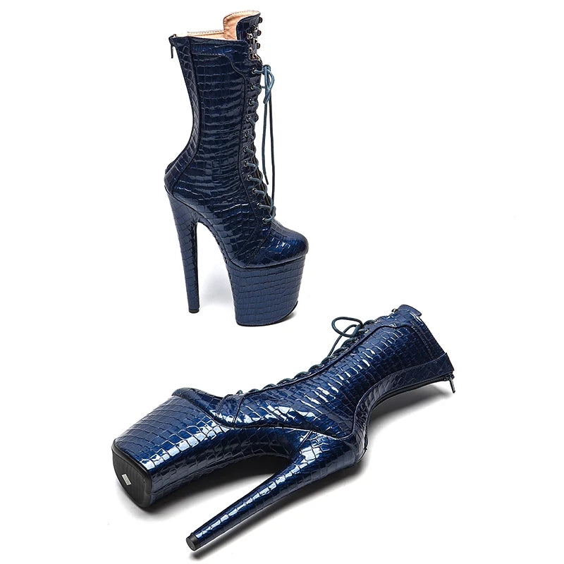 20cm/8inches Shiny PU Upper Fashion High Heel platform Pole Dancing boot