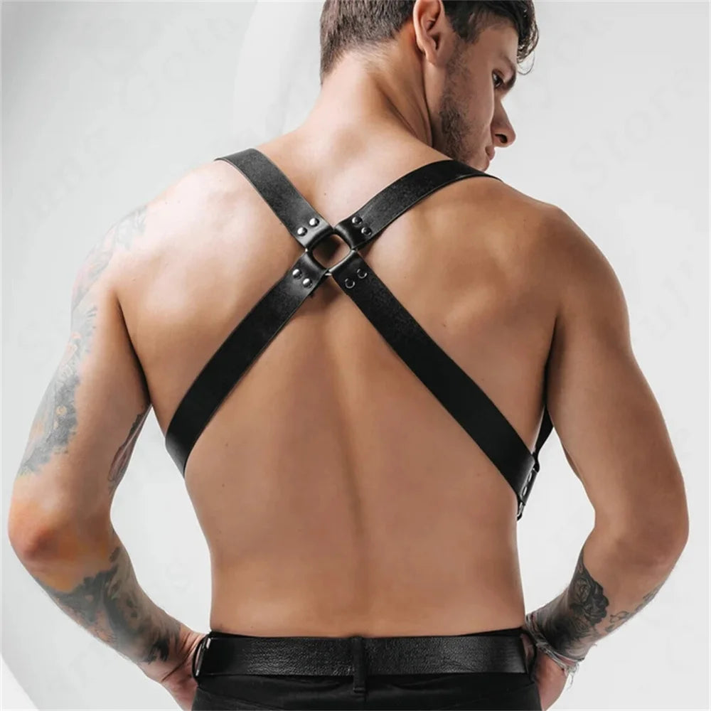 Men Harness Belts Clothing for Rave ual PULeather Chest Adjustable Body Cage Harness Lingerie