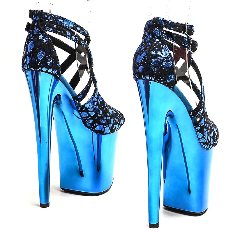 20cm/8inches Suede upper electroplate Platform high heel sandals y model shoes pole dance shoes